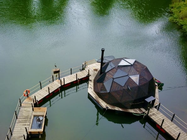 Heron glamping pod from above